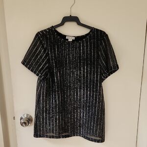 NWOT Reiss Metallic Black and Silver Tee